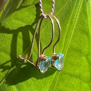 Solid 14k Gold Blue Topaz Earrings!